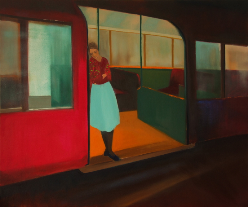 Oil painting, On the Subway